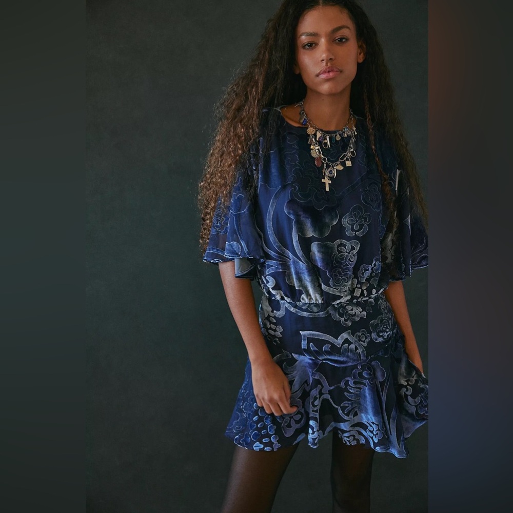 FREE PEOPLE  Velvet Burnout MANUKA Mini Dress XS